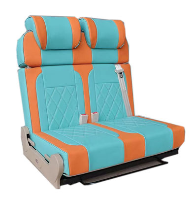 Pu piel modificada RV furgoneta asientos azul naranja Campervan asiento doble